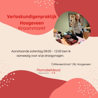 Aanstaande zaterdag kun je mij van 09:00 - 12:00 vinden op de kraammarkt van @verloskundigenhoogeveen 

Zie ik jou daar?